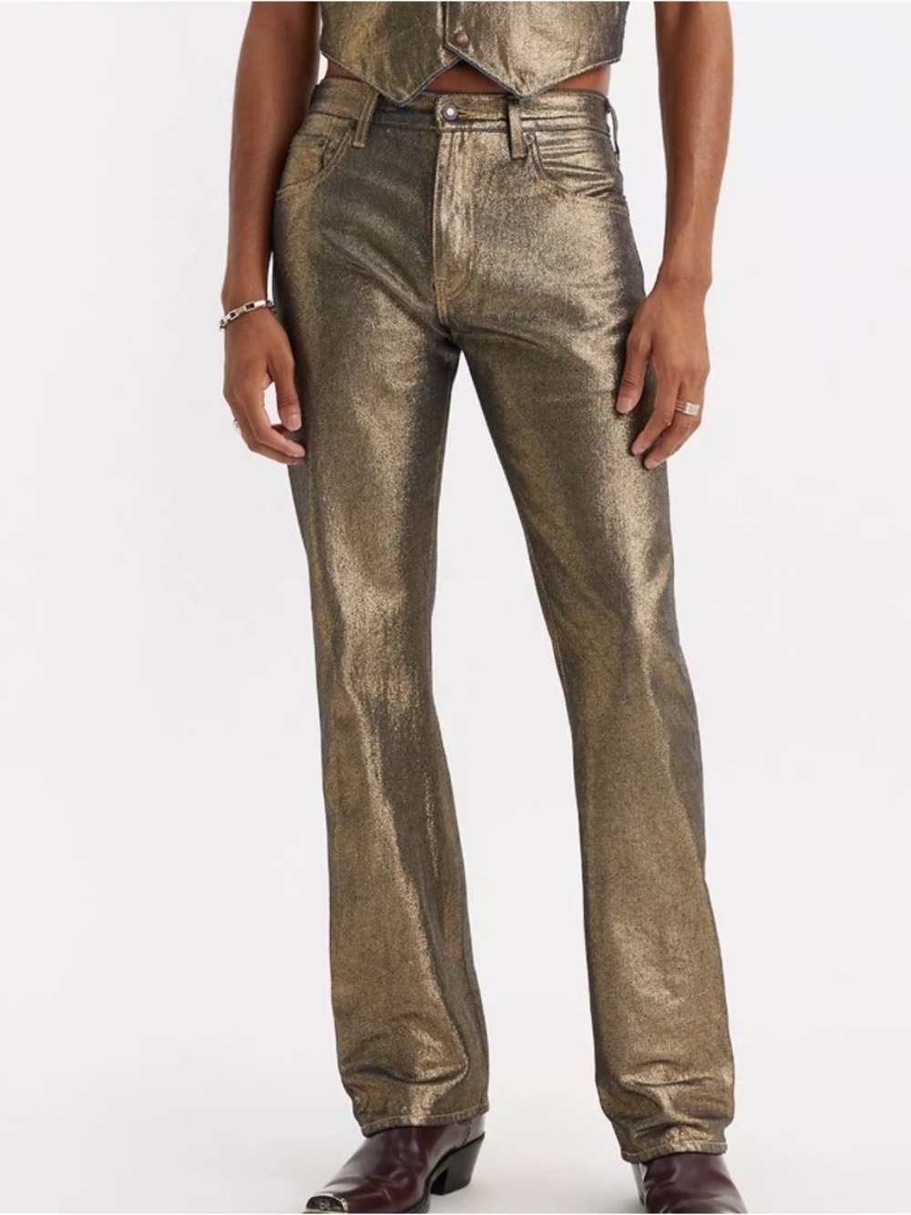 Levi’s 517 Pride Collection Gold-Coated Bootcut Jeans NWT Rainbow Tab W34L30
